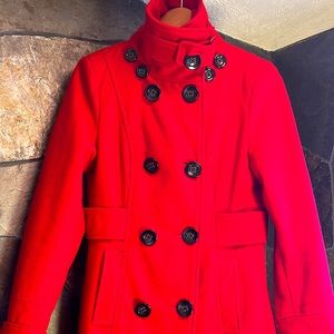 Red jacket with button detailing